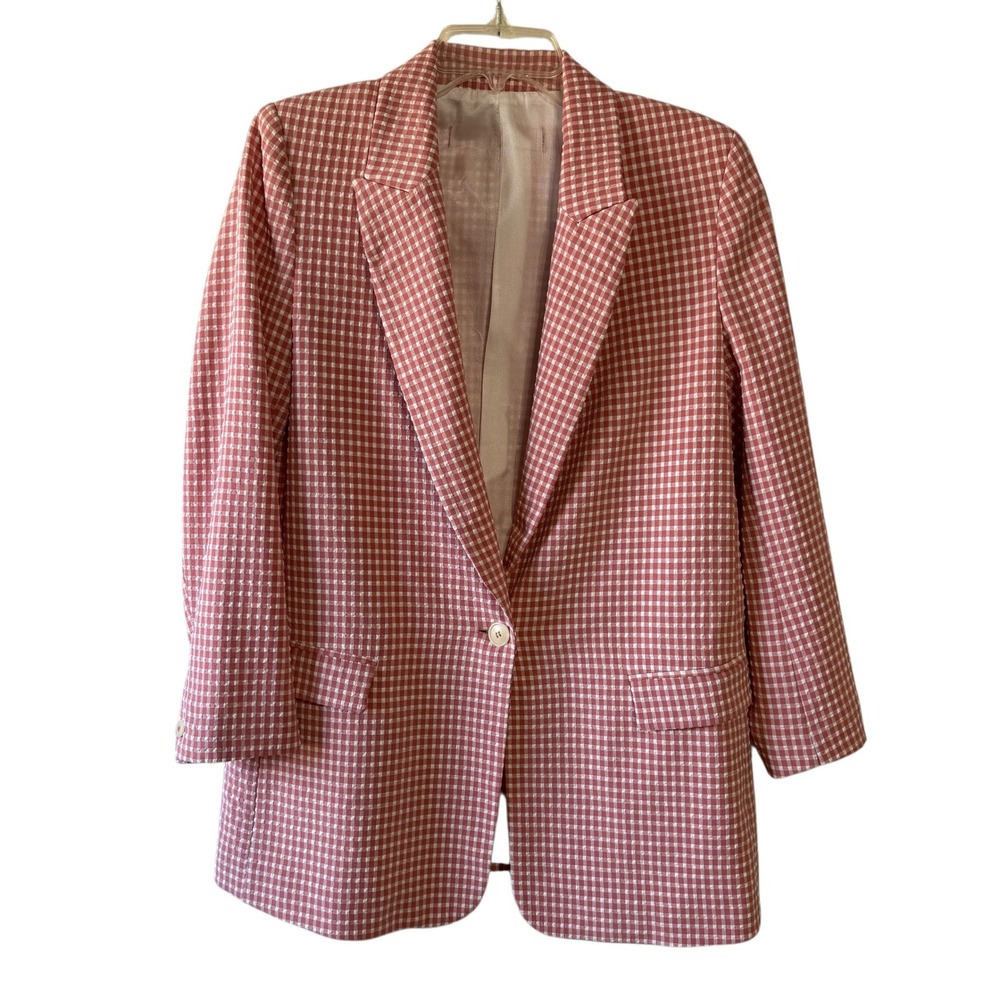 Vintage Gingham Textured Blazer Unisex‎
